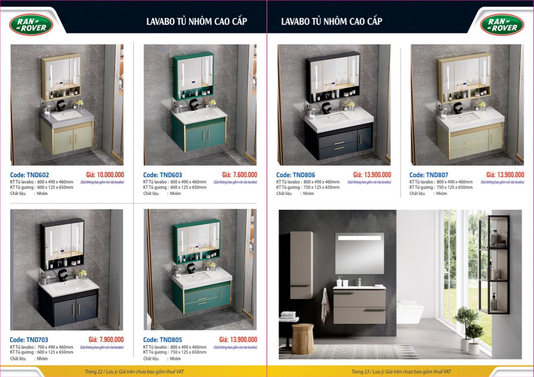 Thiết bị vệ sinh Ranrover Catalogue và Bảng giá mới nhất 2023 /Page 12